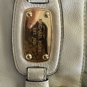 Michael Kors Cream Shoulder Bag with Gold Hardware